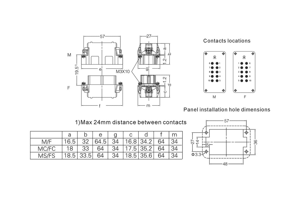 FMFMNS10M technical drawing