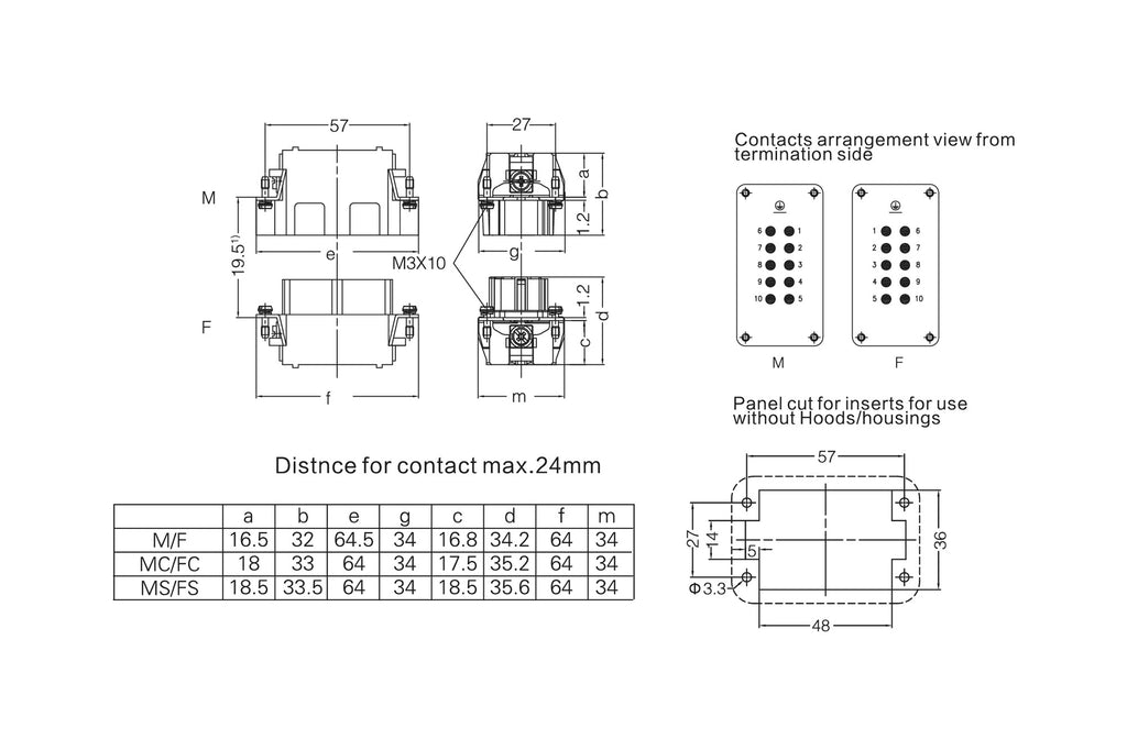 FMFMNS10V technical drawing
